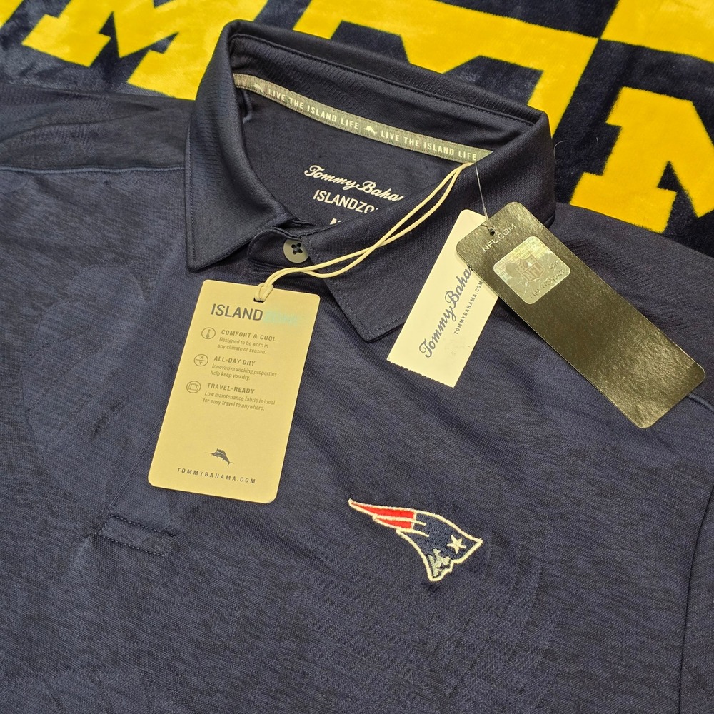 Tommy Bahama NFL New England Patriots Polo Shirt‎ Mens Medium Blue IslandZone